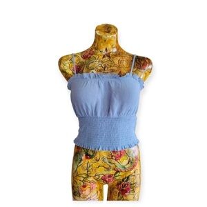 CAGE blue crop top LARGE blue spaghetti straps